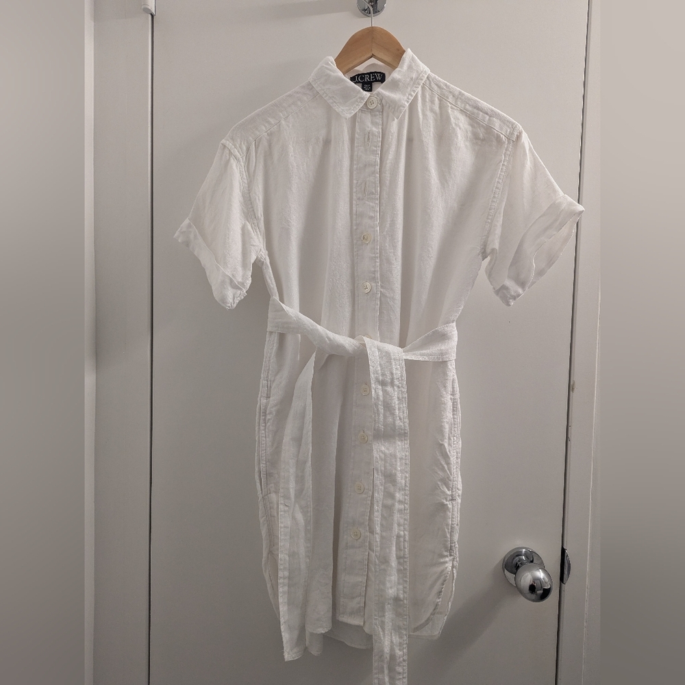 J. Crew Capitaine 100% Linen Shirtdress, Womens XXSP, White - Picture 3 of 8